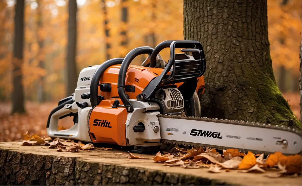 Man sawing a tree using Stihl MS 271 Farm Boss